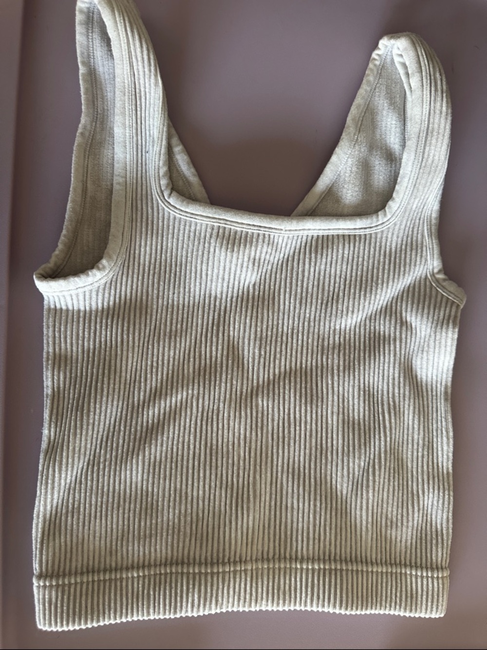 Zenana Outfitters Ribbed Square-Neck Tank Top in Cream